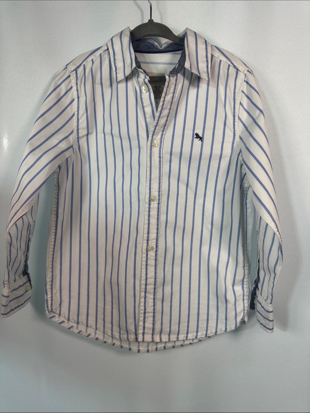 H&M White Button-Down Shirt with Blue Stripes
